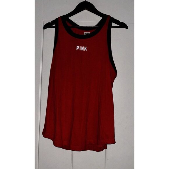 Pink Victoria’s Secret Tank Top Red Sleeveless Women‎ M Summer Beach Walk Sand - Picture 1 of 6
